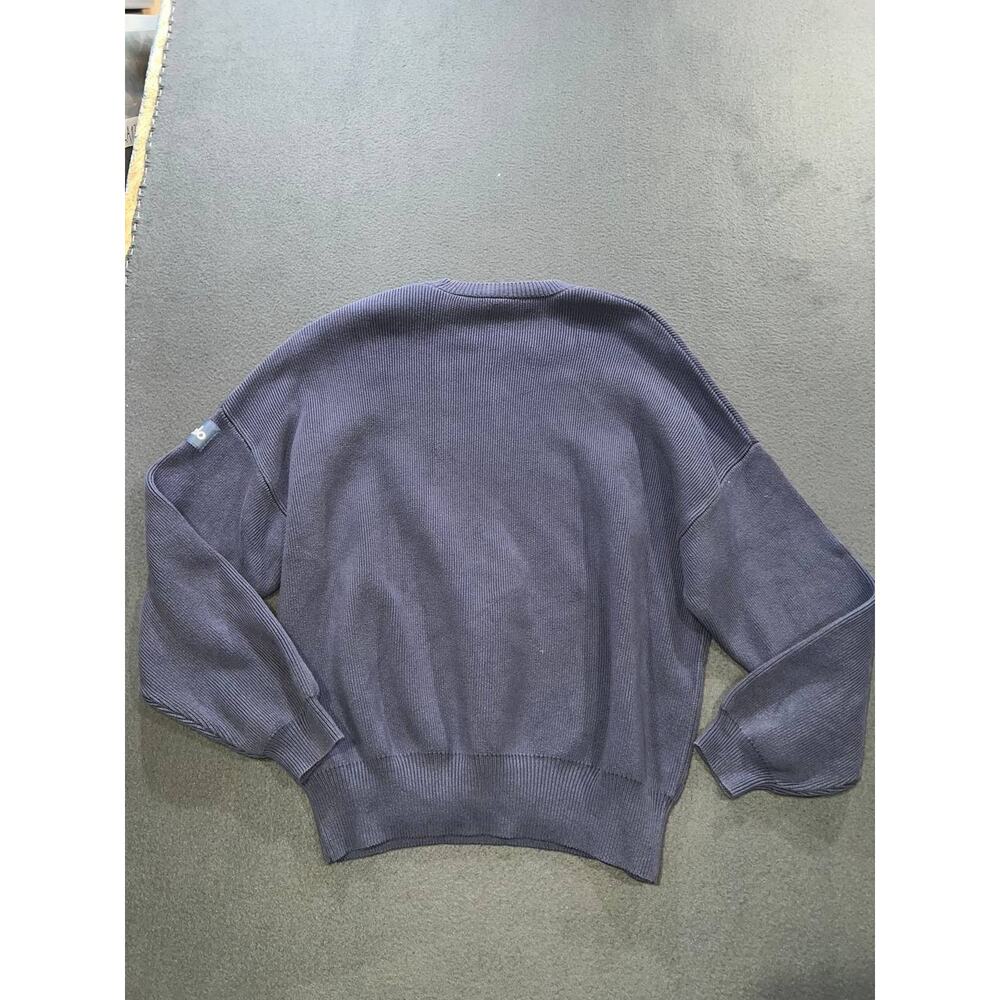 Alo Yoga Scholar Crew Neck Sweater oversized Y2K knit Bluestone Medium A010069 - Picture 9 of 10